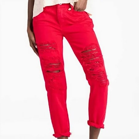 Lucky Brand Denim - 4for $20 Lucky size 6/28 red Sienna Slim Boyfriend distressed high waist jean
